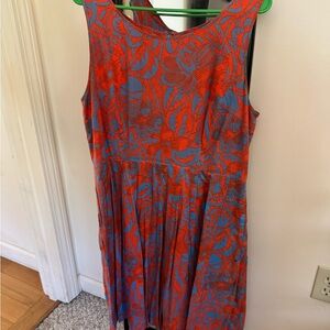 Talbots Orange and Blue Floral Midi Dress
